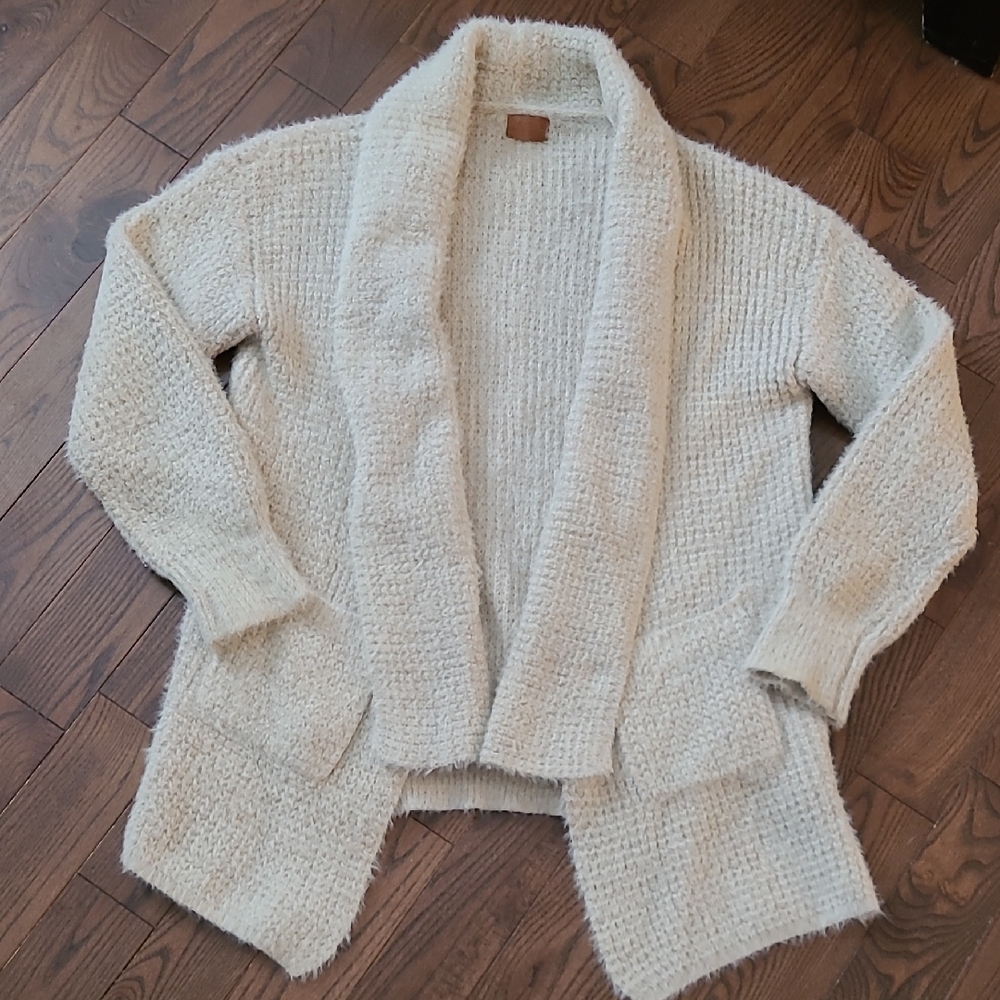 POL Cozy Cream Women's Sweater Cardigan Vest Size M